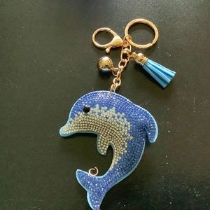 New Blinging Dolphin Blue Keychain